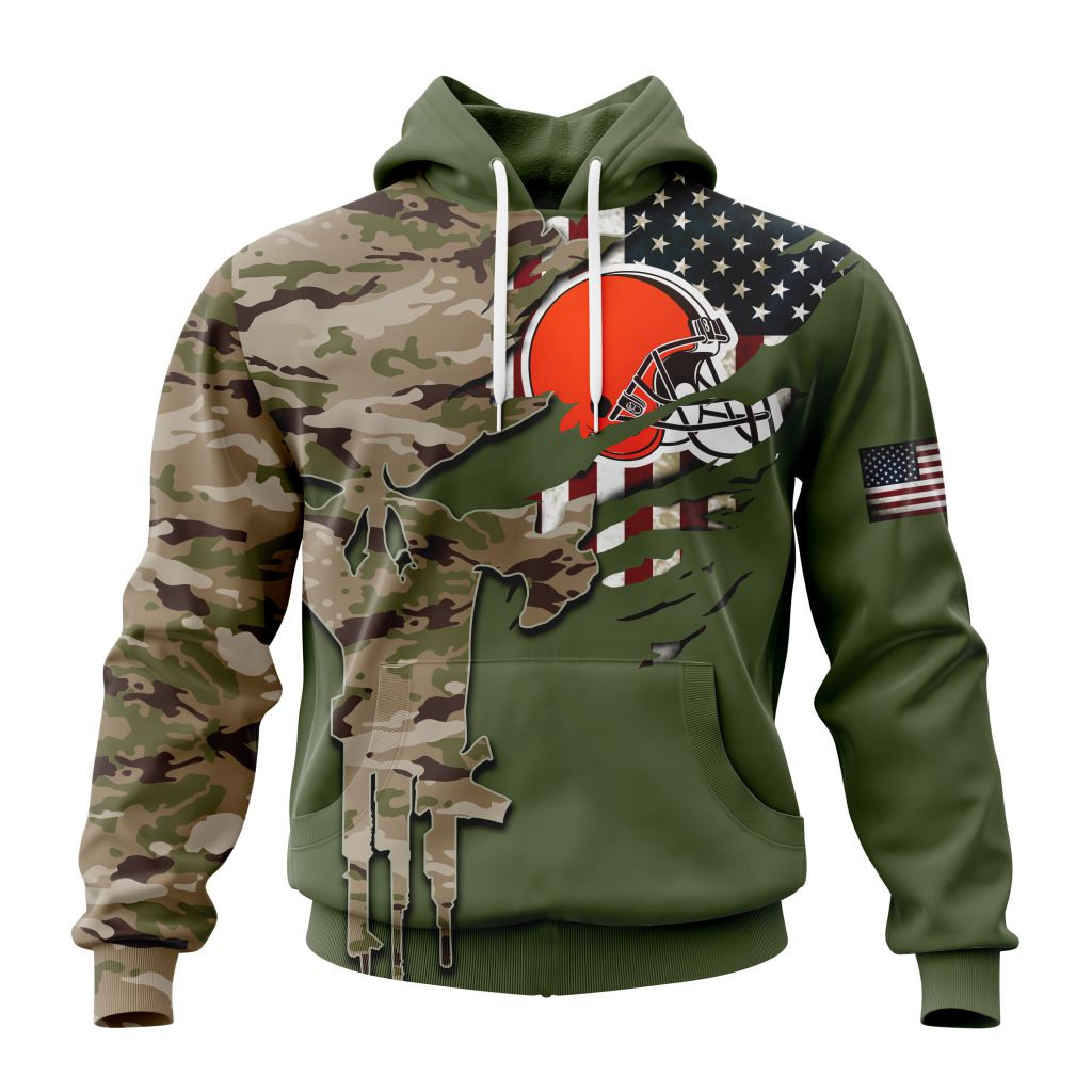 CLEVELAND BROWNS 3D HOODIE VETERANS DAY