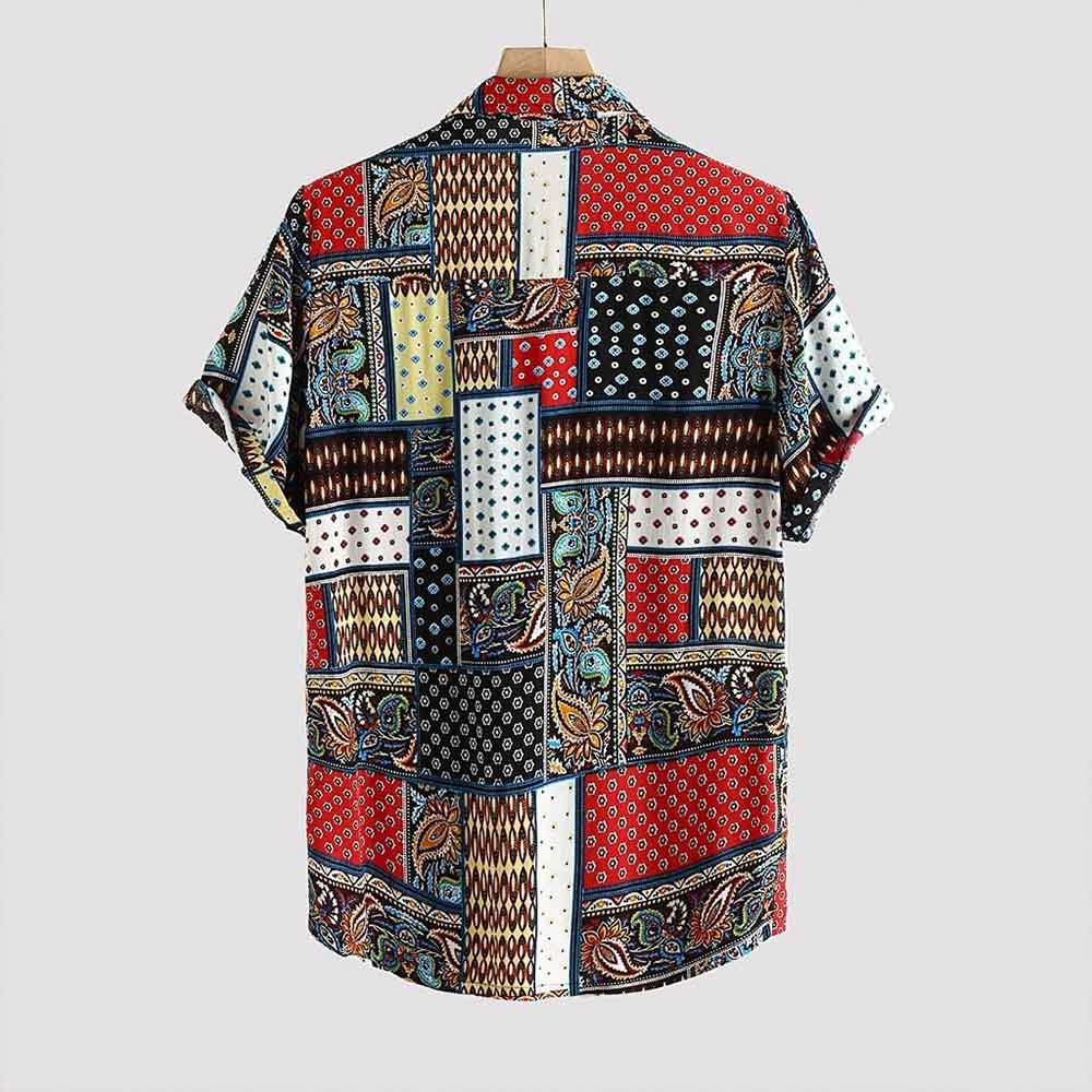 Castillotigo™ Novedad de verano playera de playa con estampado étnico para hombre