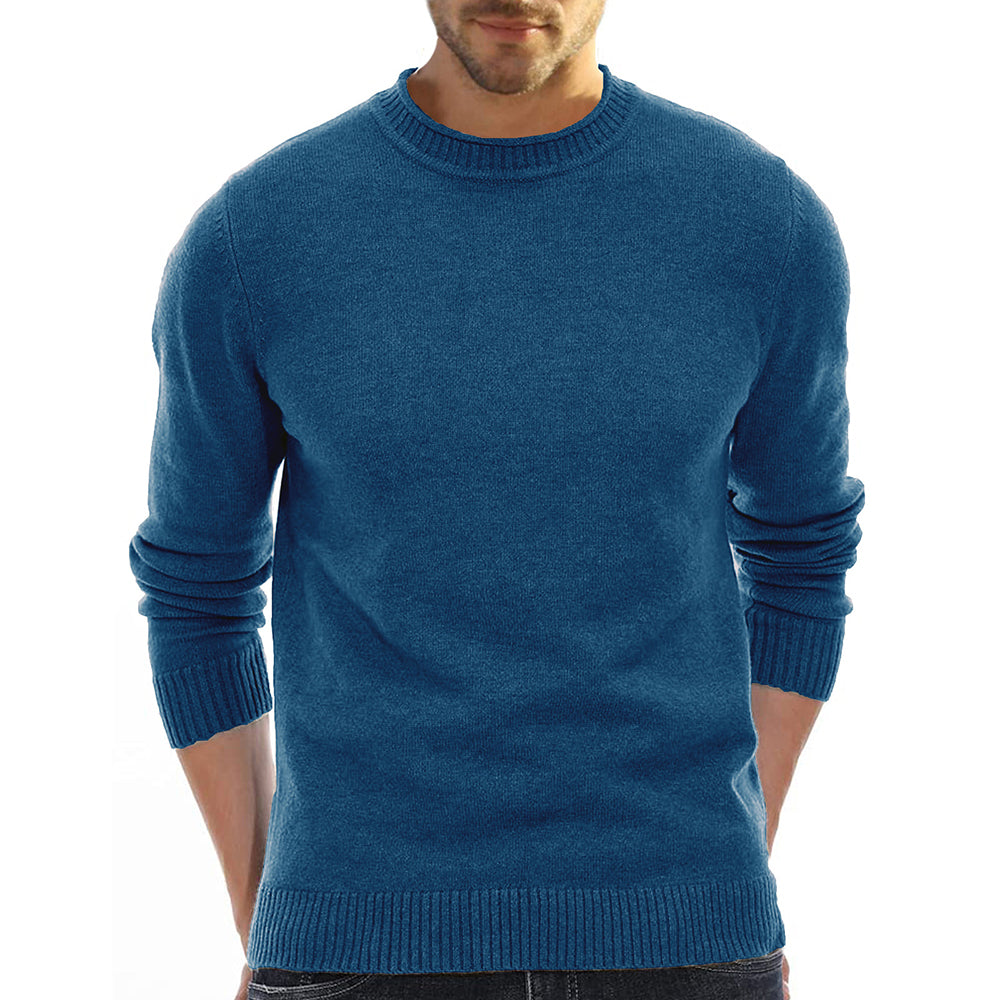 Castillotigo™ Suéter de cuello redondo de color sólido cálido de moda de otoño e invierno para hombres