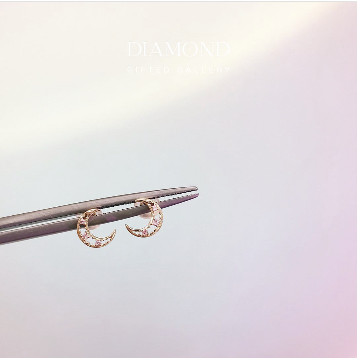 Bespoke＊Moon Diamond Earring By Gifted Gallery