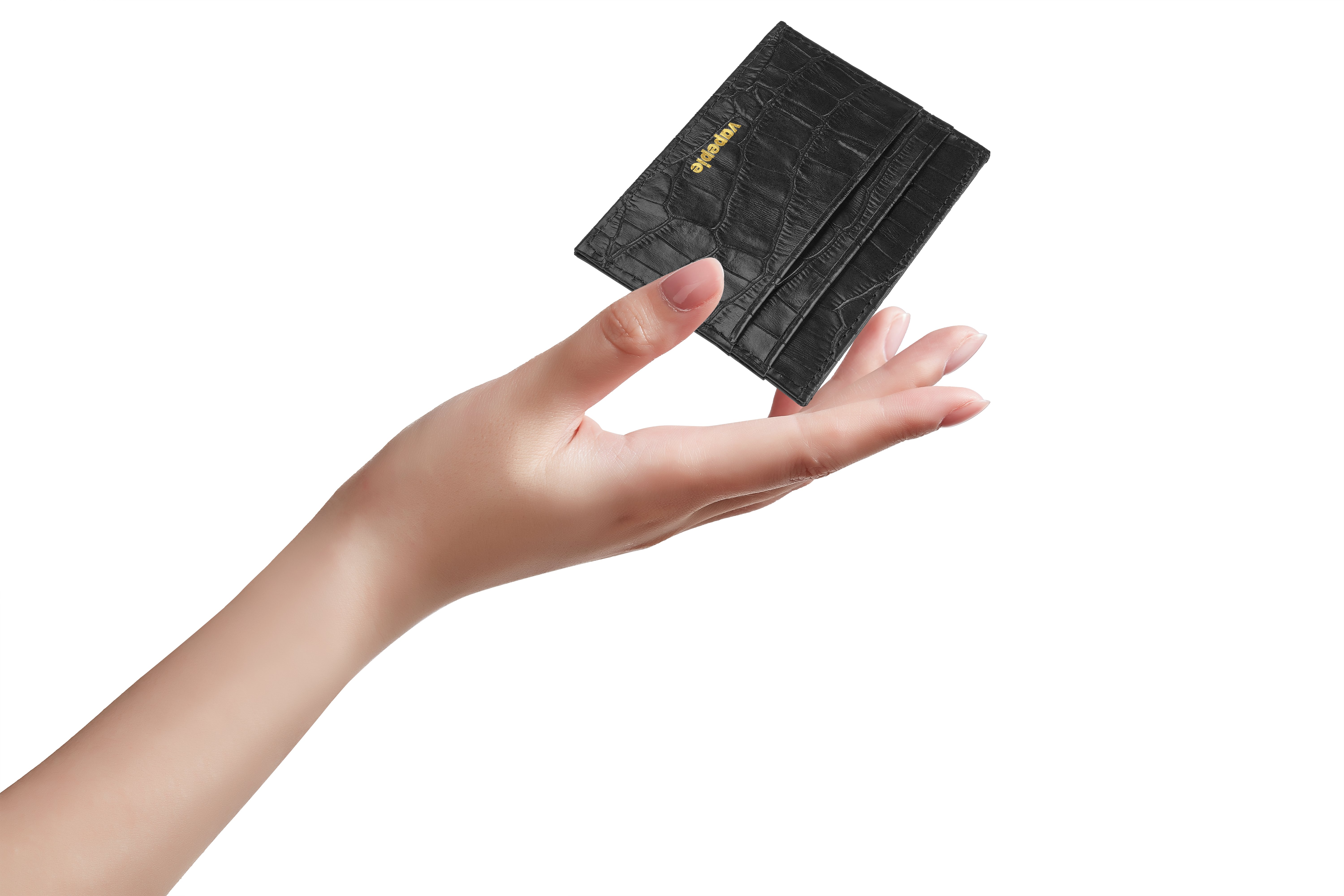 VAPEPIE Crocodile Leather Card Holder – Slim RFID-Blocking Wallet for Men, Minimalist Front Pocket Design with Premium Texture