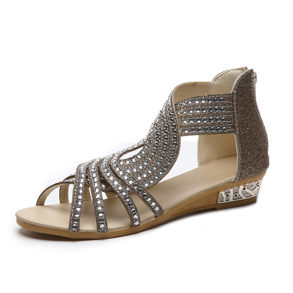 Castillotigo™ Nuevas sandalias cruzadas con punta abierta y diamantes de imitación de verano