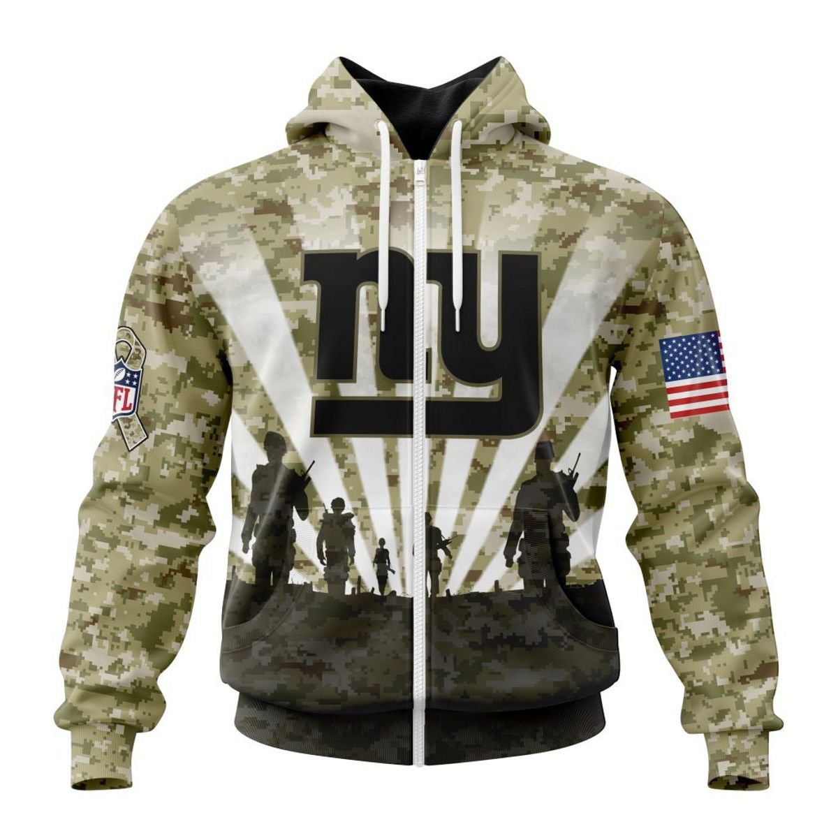 NEW YORK GIANTS 3D HOODIE HONOR VETERANS
