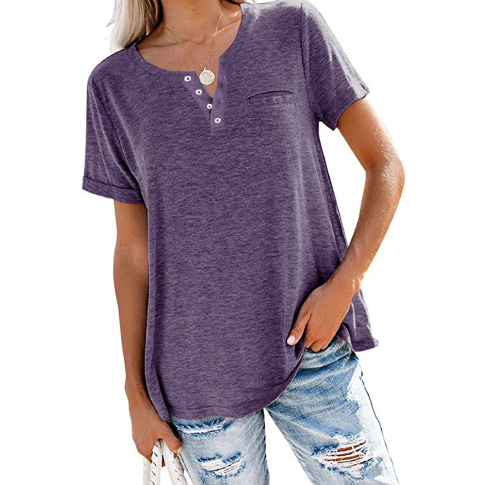 Castillotigo™ Camiseta suelta cómoda de color sólido simple para mujer