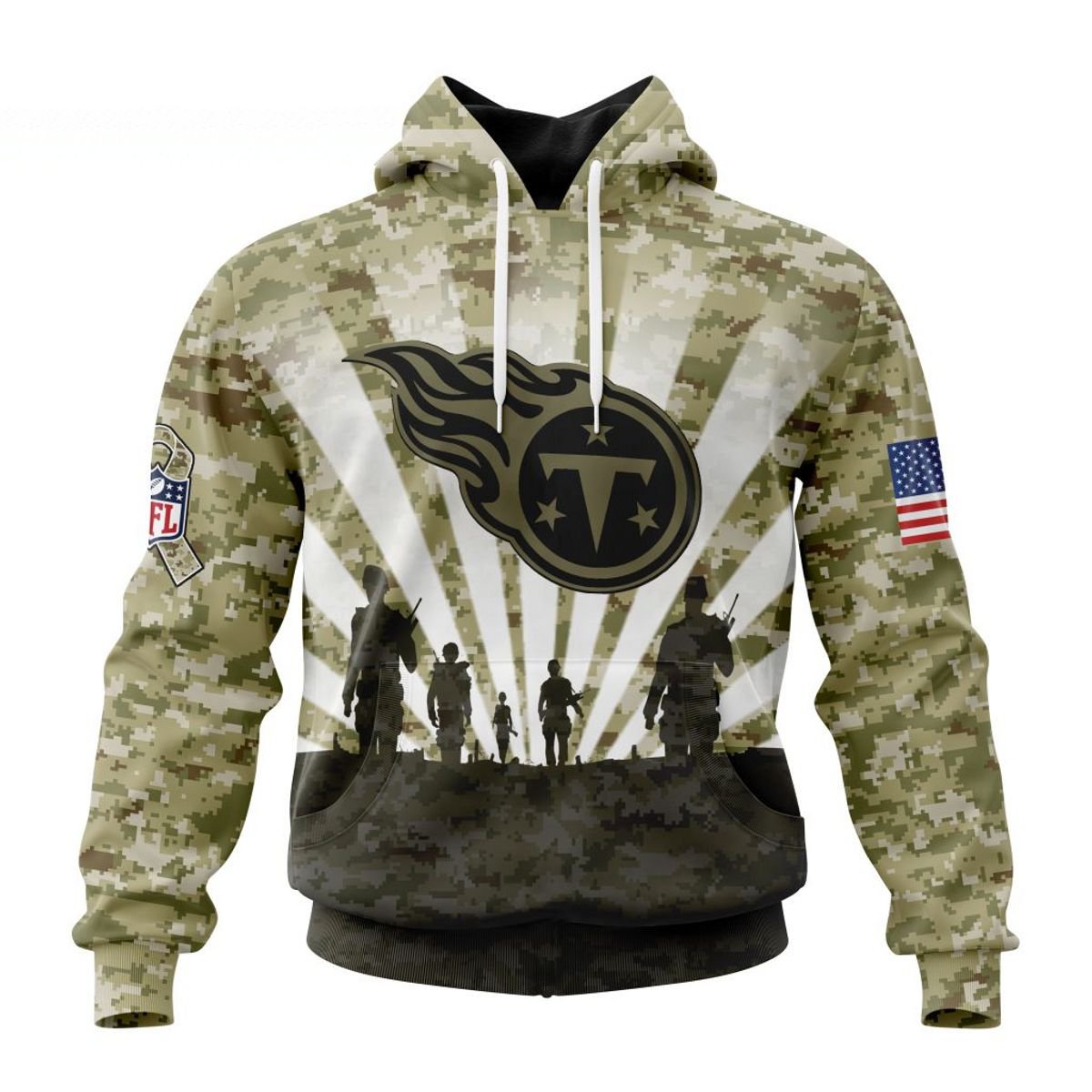 TENNESSEE TITANS 3D HOODIE HONOR VETERANS