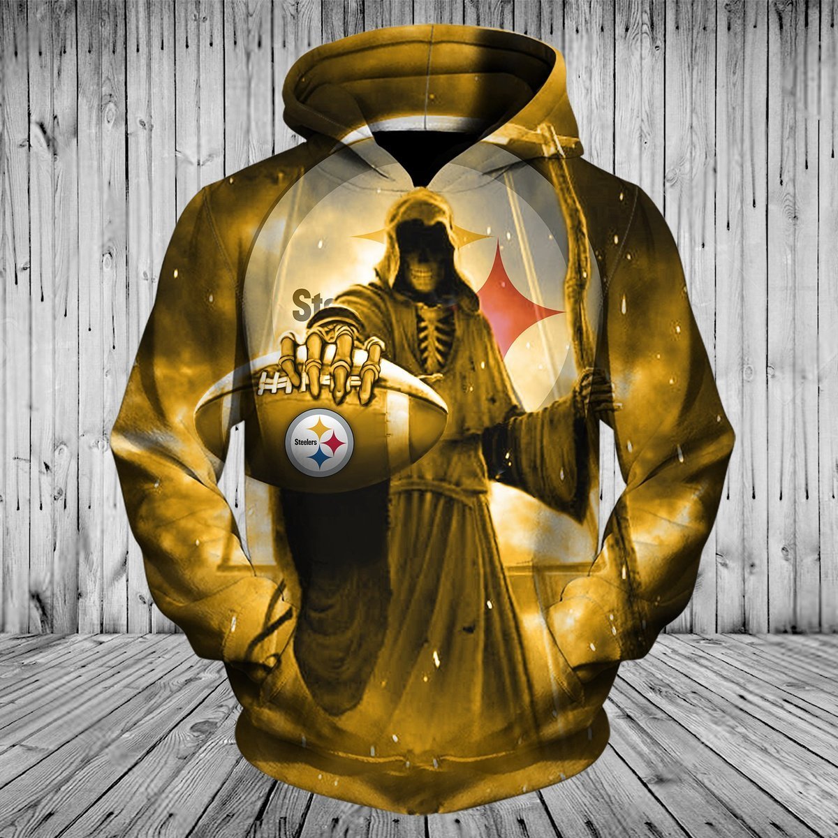 STEELERS 3D HOODIE DEATH SKULL 3D8