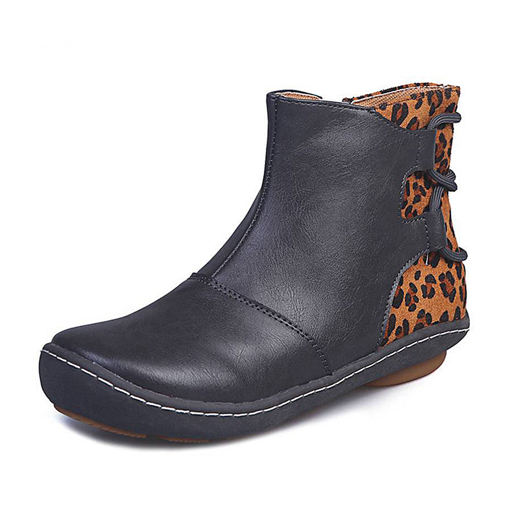 Castillotigo™ Botines de mujer con costuras y estampado de serpiente con cremallera lateral a la moda