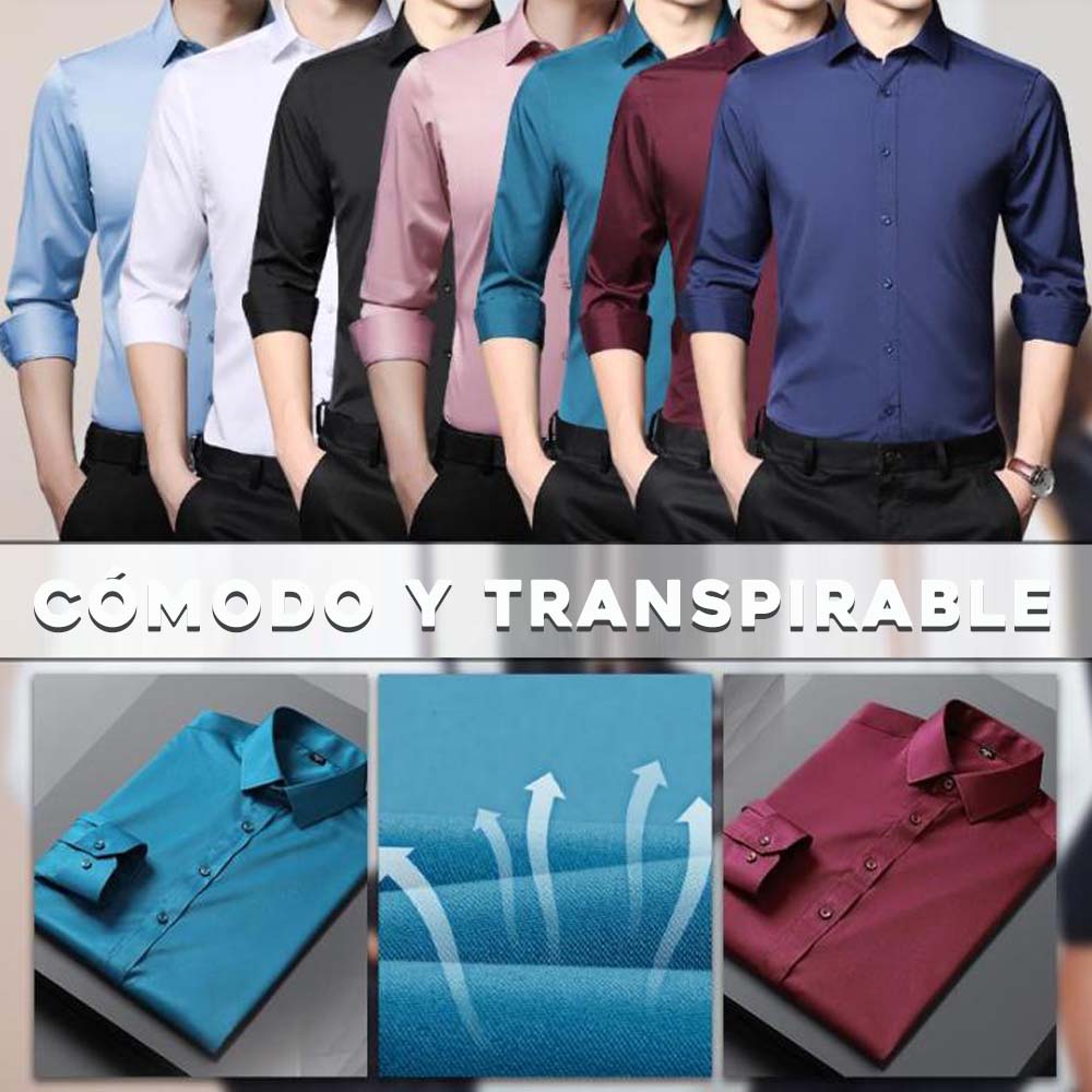 Castillotigo™ Camisa elástica de color liso para hombre