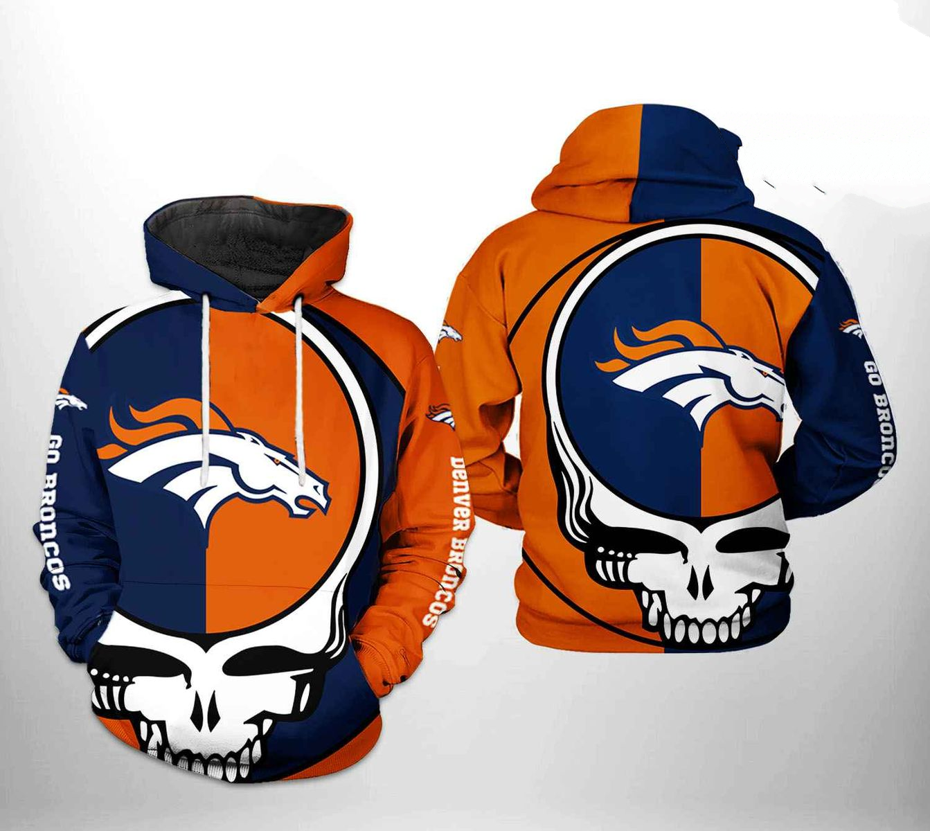 DENVER BRONCOS 3D HOODIE SKULL106