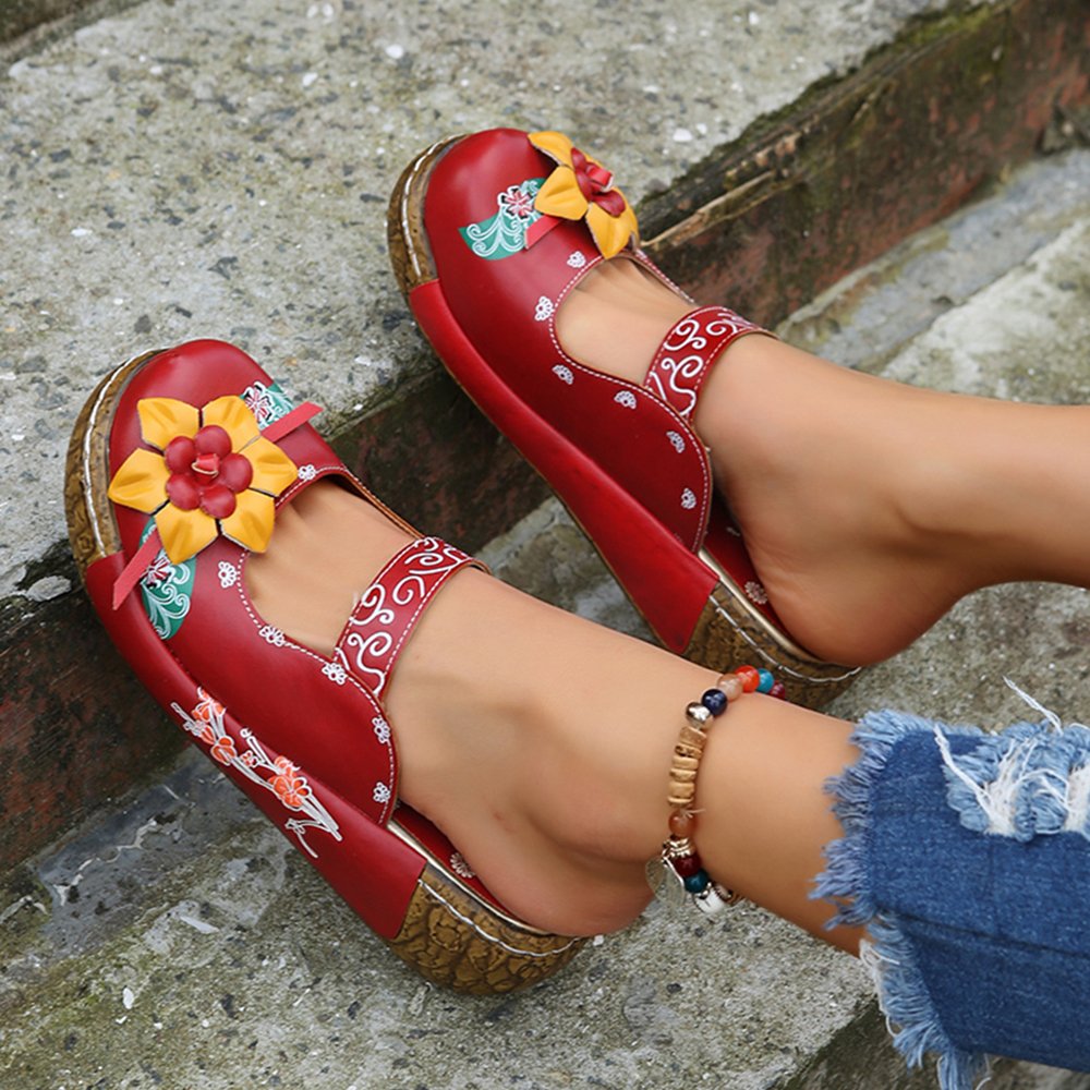 Castillotigo™ Zapatillas al aire libre de flores de estilo étnico para mujer nuevas de verano
