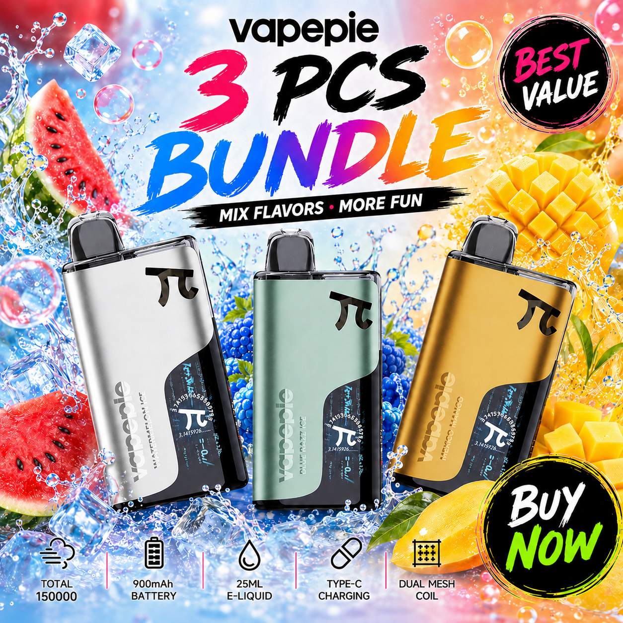 🏆 Wybierz 3 smaki ☛ VAPEPIE 50000 zaciągnięć