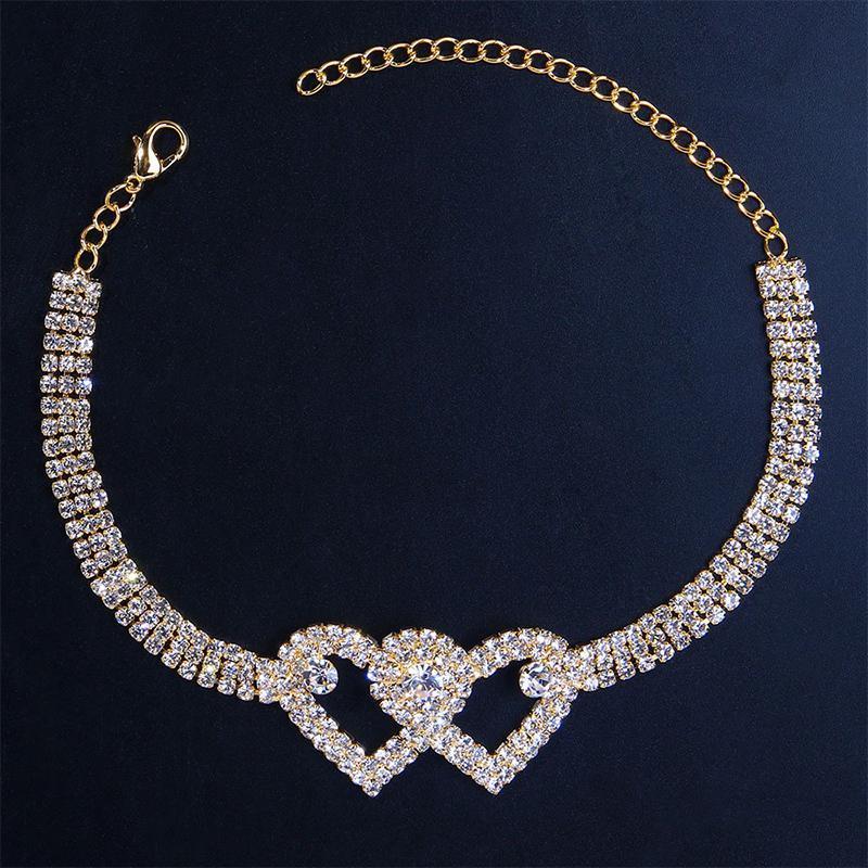Higolot™ Fashion Rhinestone Double Heart Anklet