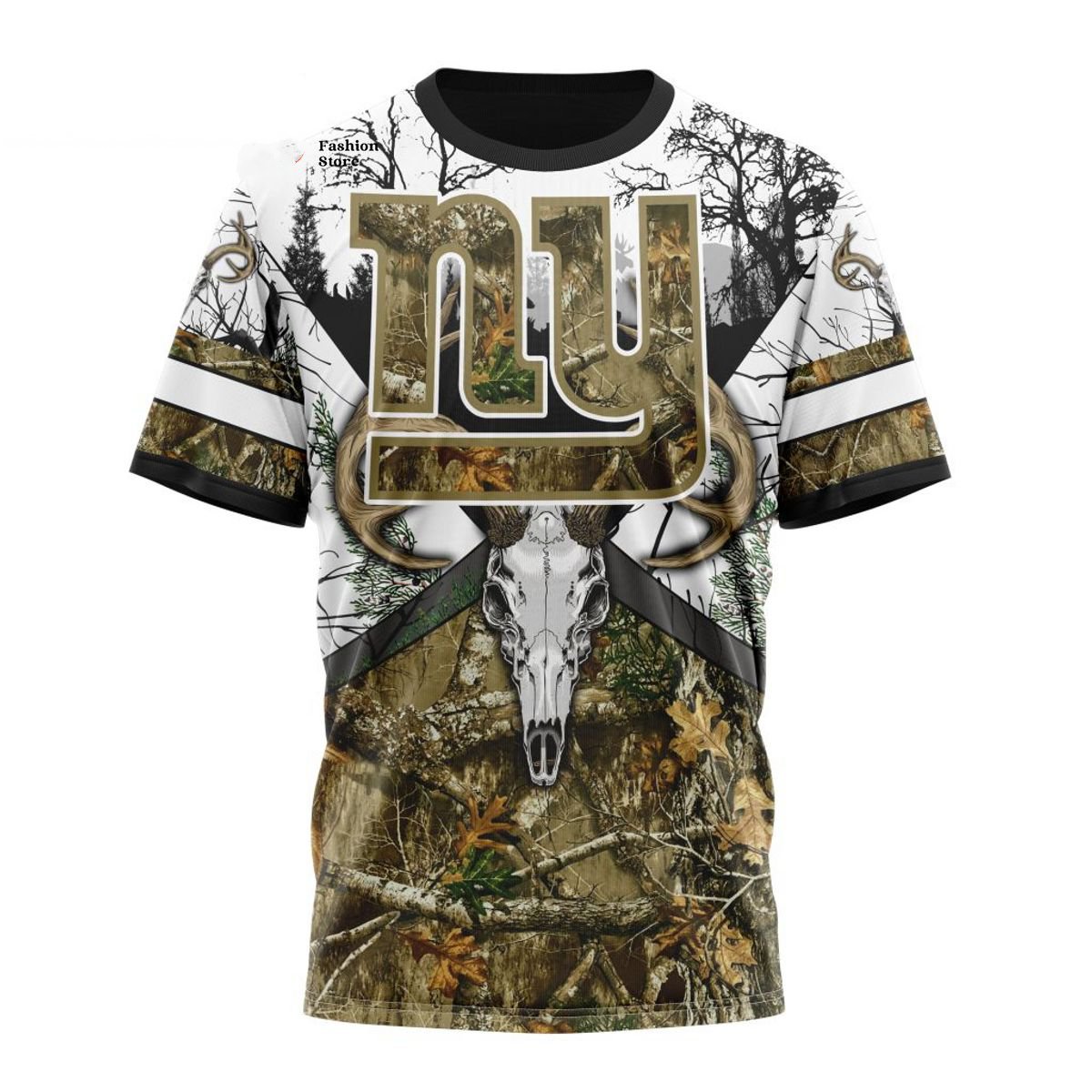 NEW YORK GIANTS DEER SKULL AND FOREST 3D HOODIE