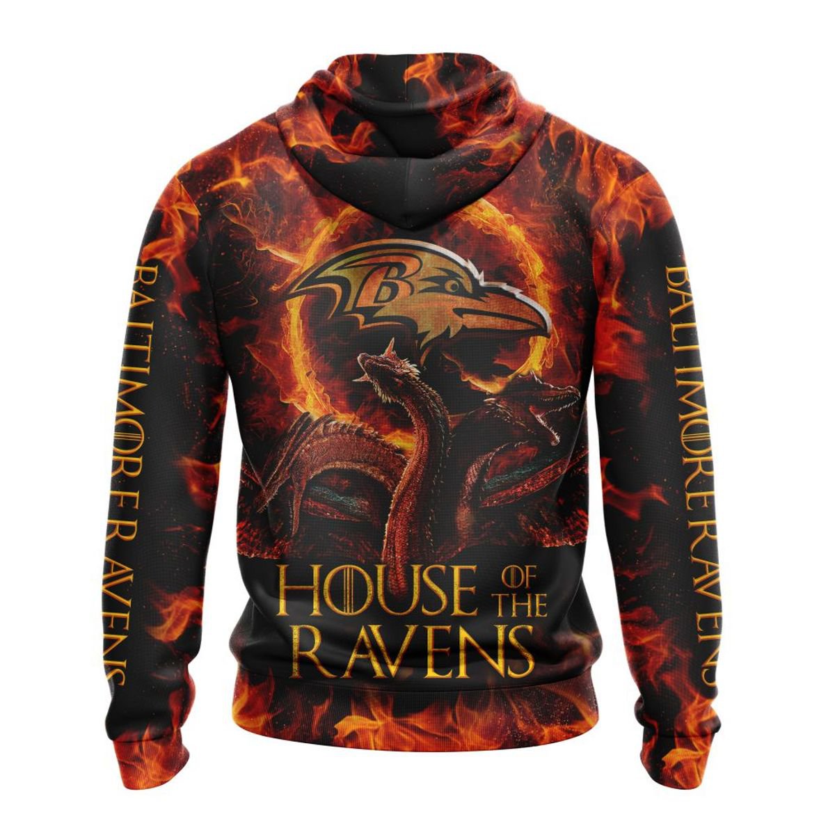 BALTIMORE RAVENS GAME OF THRONES – HOUSE OF THE RAVENS 3D HOODIE