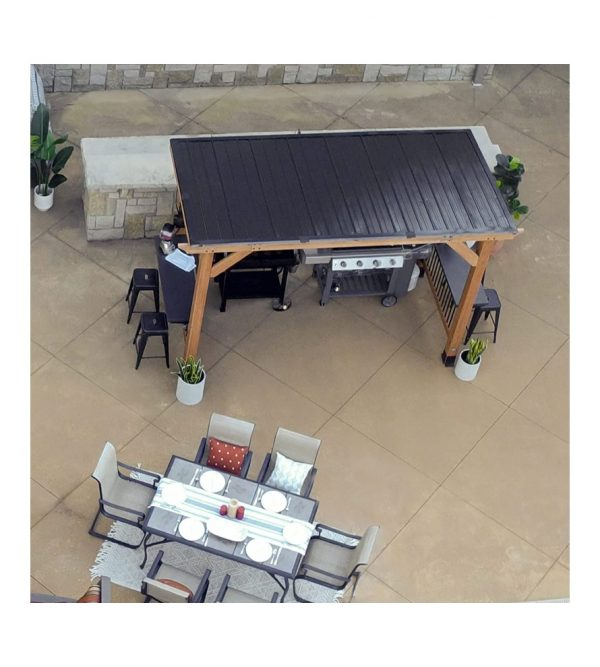 2 full Size Grills, Griddles or Smokers Steel Metal Roof, Wind Resistant – 100 mph, Supports 30 In of Snow, Electrical Outlet, USB, Grilling Hooks