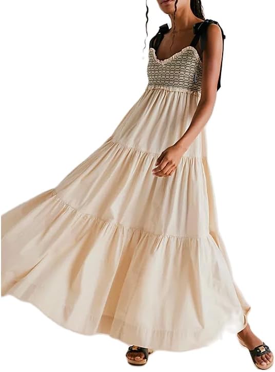 Women Boho Tie Shoulder Dress