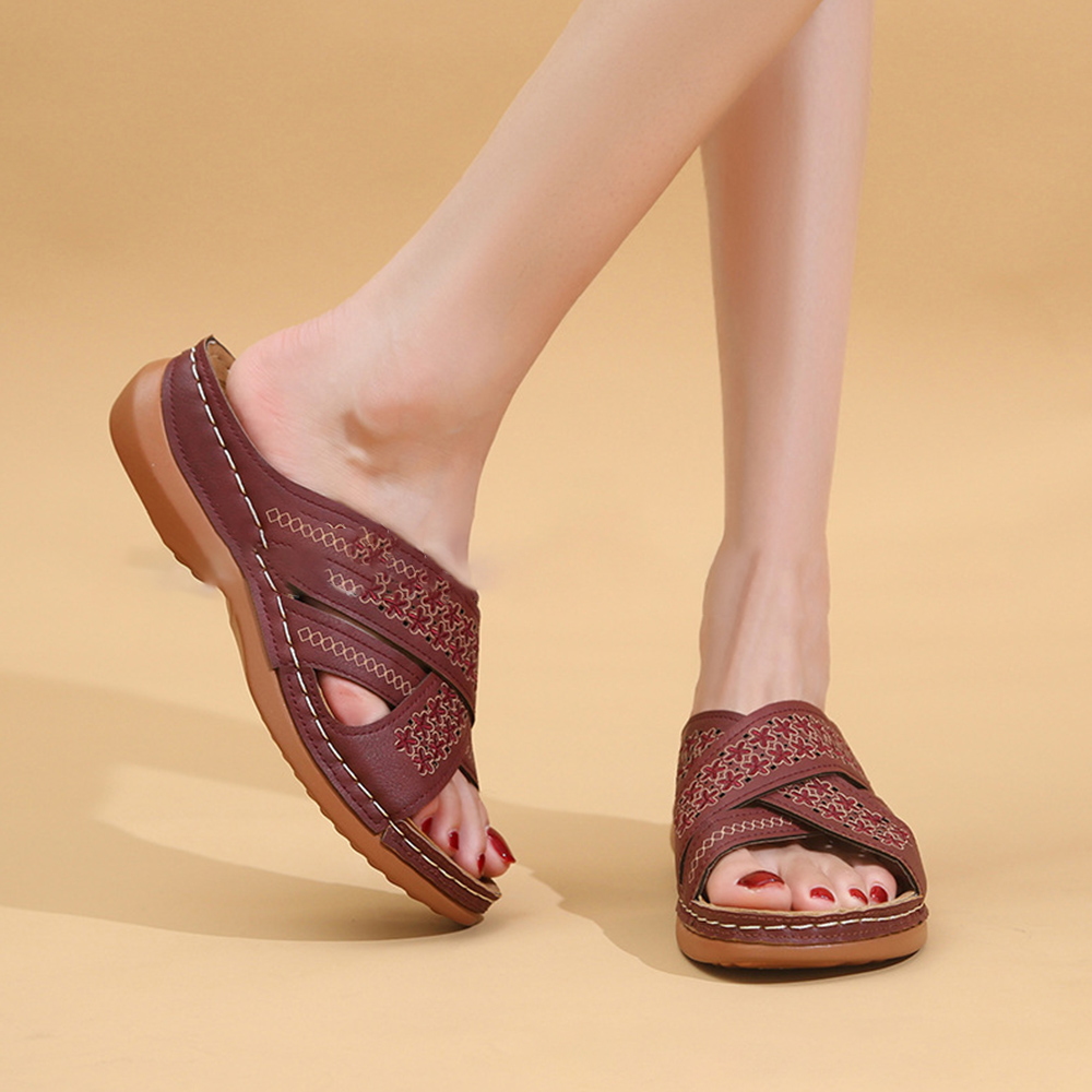 Castillotigo™ Novedades de verano sandalias cuña con bordado cruzado