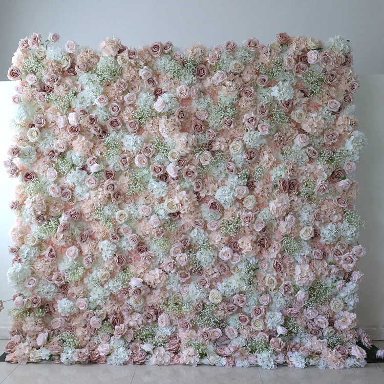 🌸Muro de flores de tela enrollable hecho a mano (con soporte)