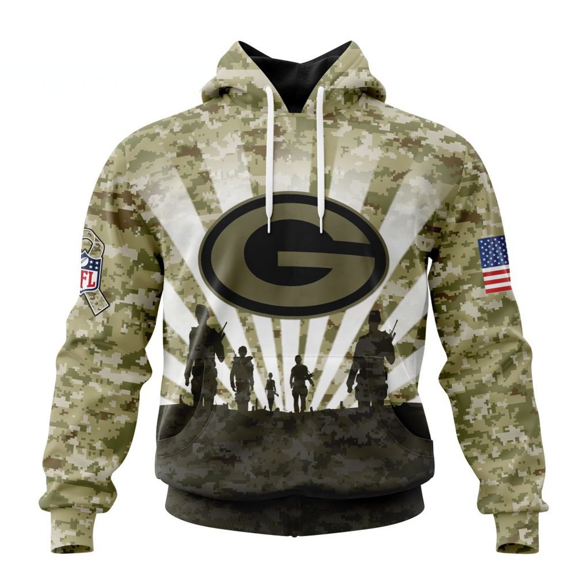 GREEN BAY PACKERS 3D HOODIE HONOR VETERANS