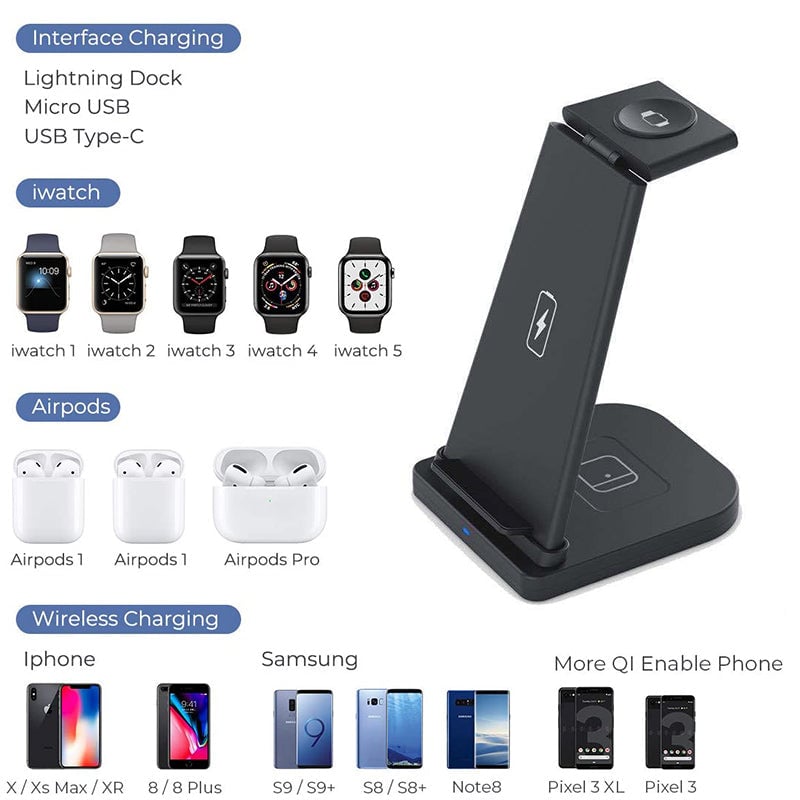 3 in 1 Wireless Charging Station Suitable for iPhone
