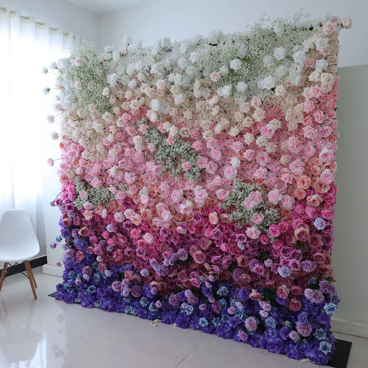 🌸Muro de flores de tela enrollable hecho a mano (con soporte)