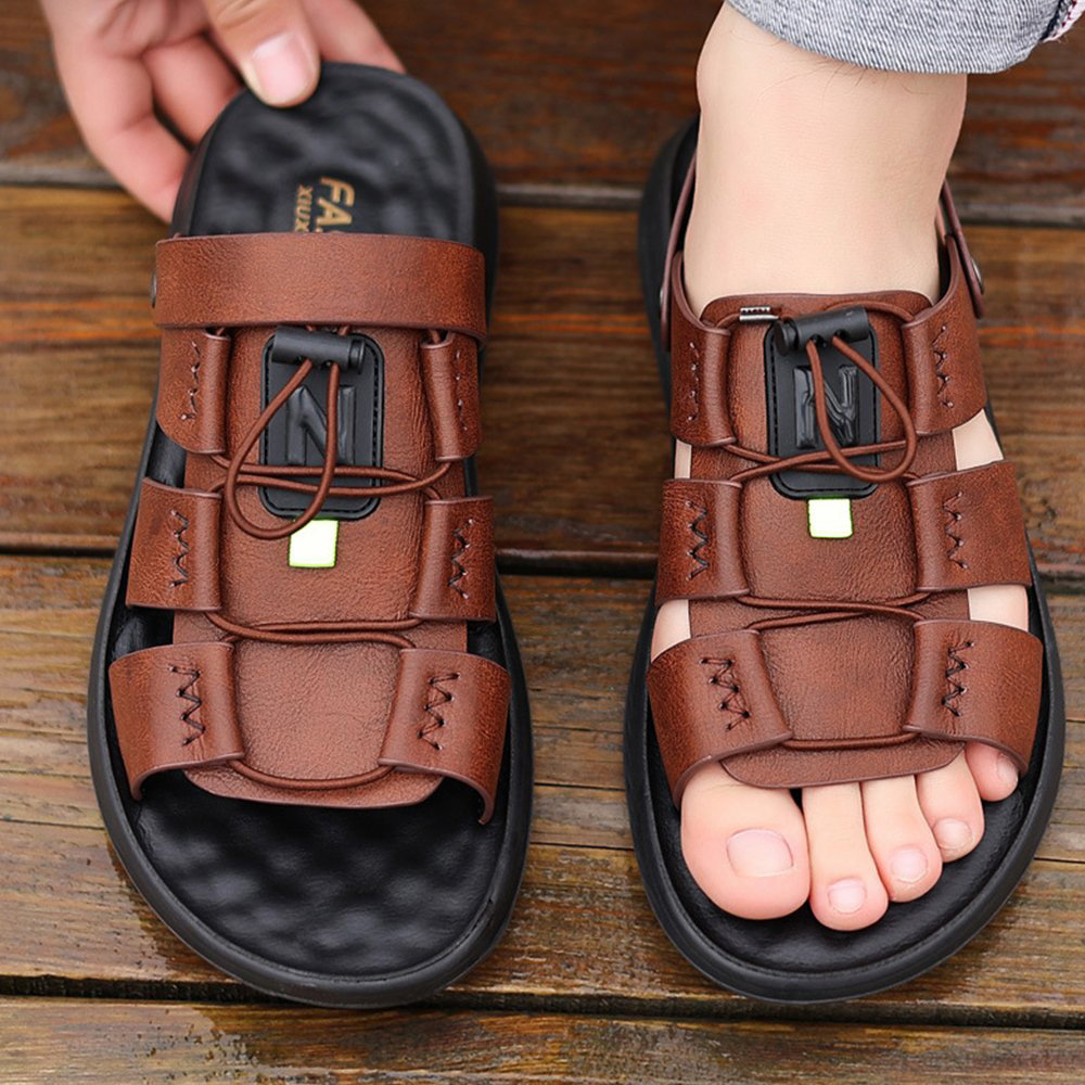 Castillotigo™ Sandalias y zapatillas de uso exterior de parte inferior gruesa informal con parte inferior de masaje de látex