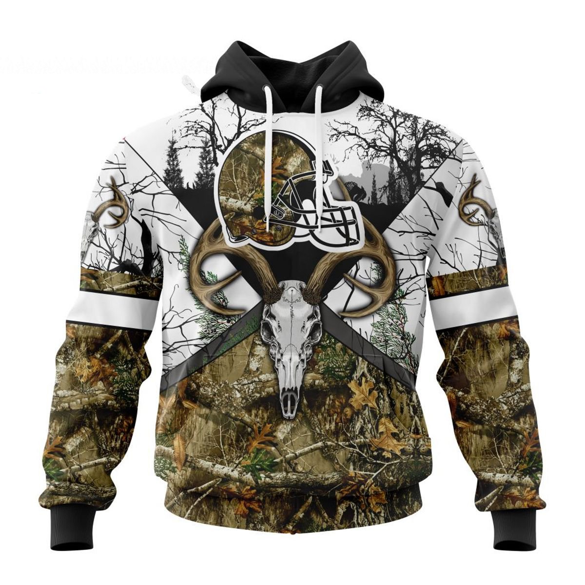 CLEVELAND BROWNS DEER SKULL AND FOREST 3D HOODIE