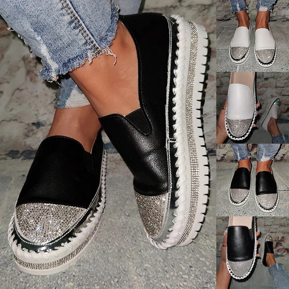 Castillotigo™ 2022 Nuevos zapatos casuales sin cordones con diamantes de imitación