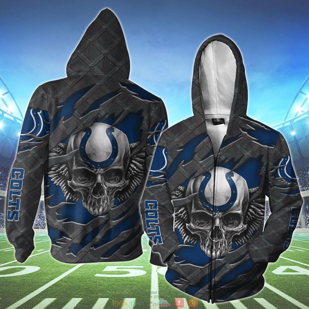 INDIANAPOLIS COLTS WINGS SKULL 3D HOODIE