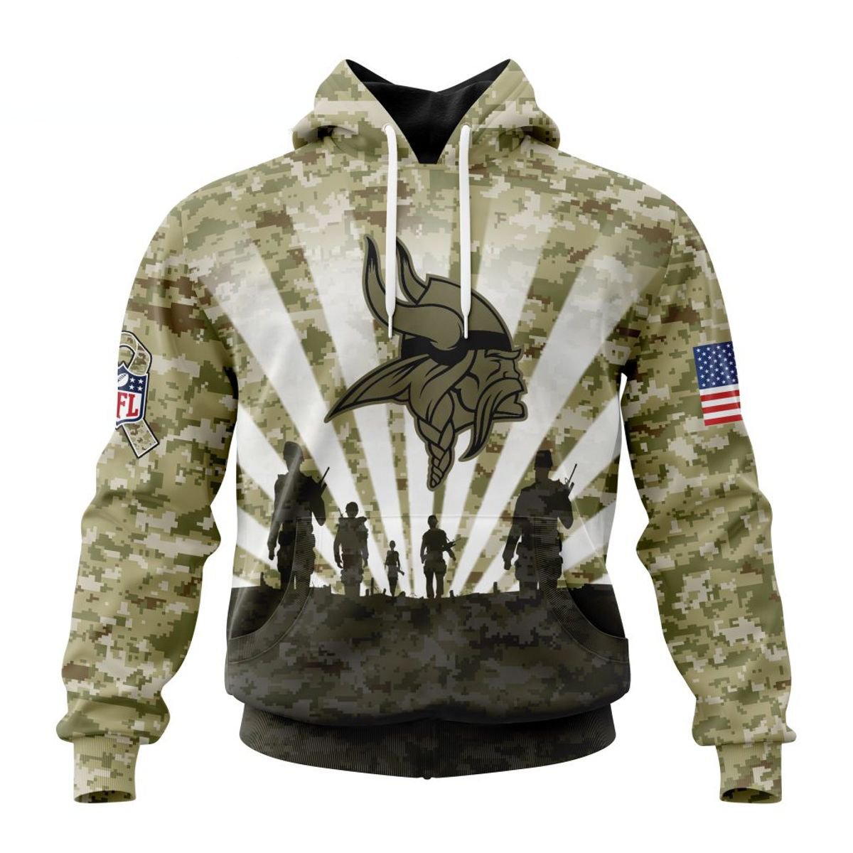 MINNESOTA VIKINGS 3D HOODIE HONOR VETERANS