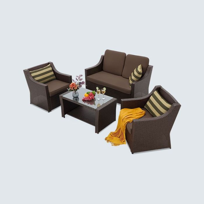 4-Piece All-Weather Wicker Outdoor Sofa Set Brown