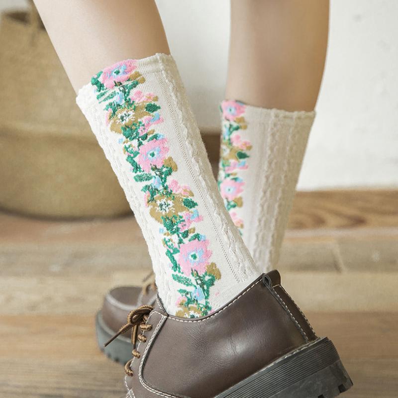 Higolot™ Vintage Embroidered Floral Socks (5 pairs)