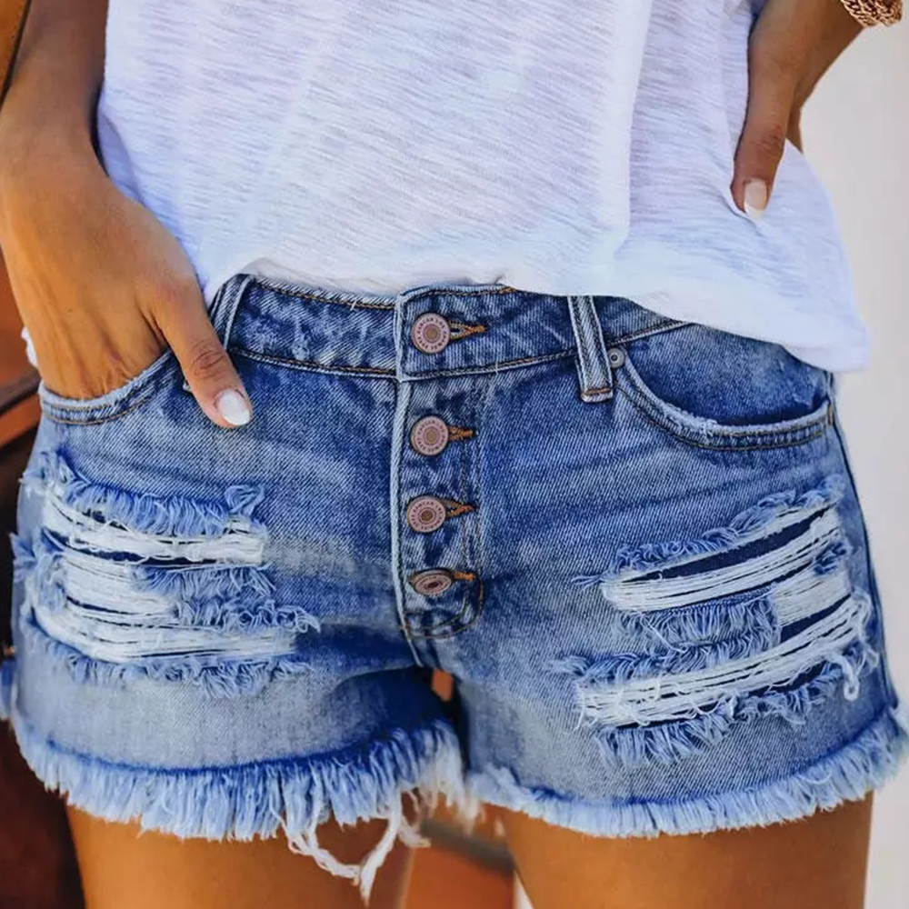Castillotigo™ Pantalones cortos de playa de mezclilla de moda rasgados