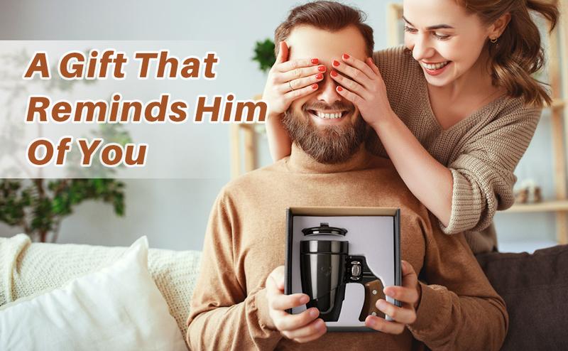 🔥LAST DAY 49% OFF - Gun Handle Coffee Mug with Rotatable Wooden Handle Gift Boxes