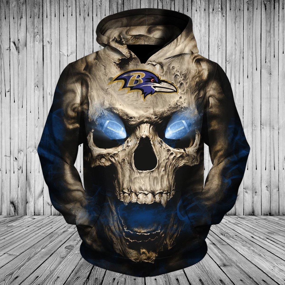 RAVENS 3D HOODIE SKULL53