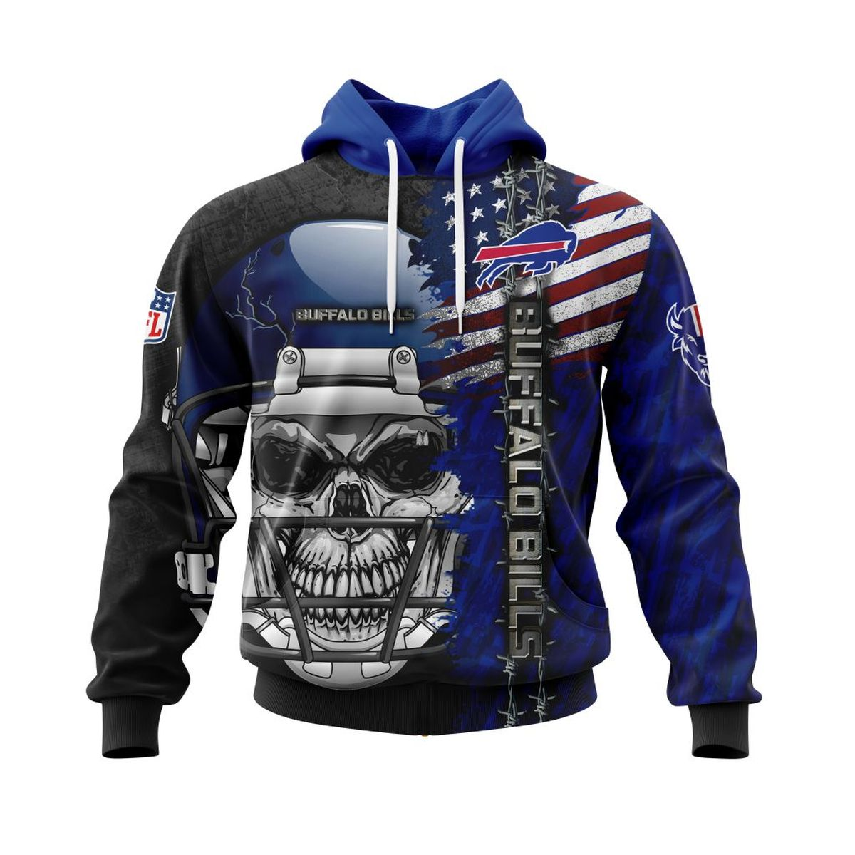 BUFFALO BILLS 3D HOODIE SKULL0803