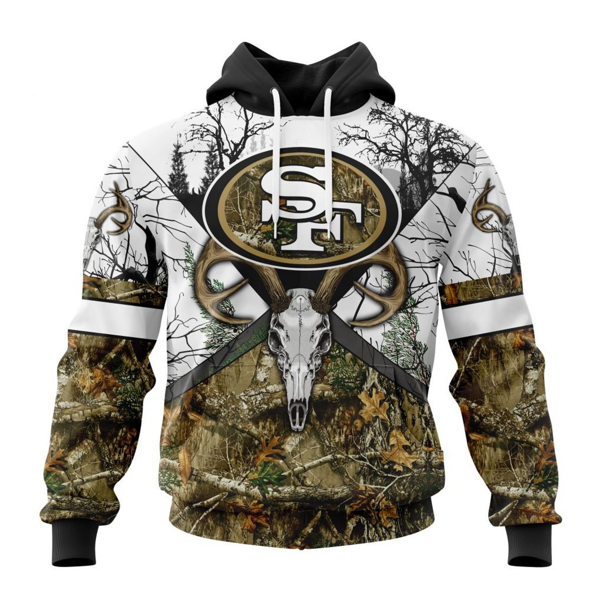 SAN FRANCISCO 49ERS DEER SKULL AND FOREST 3D HOODIE