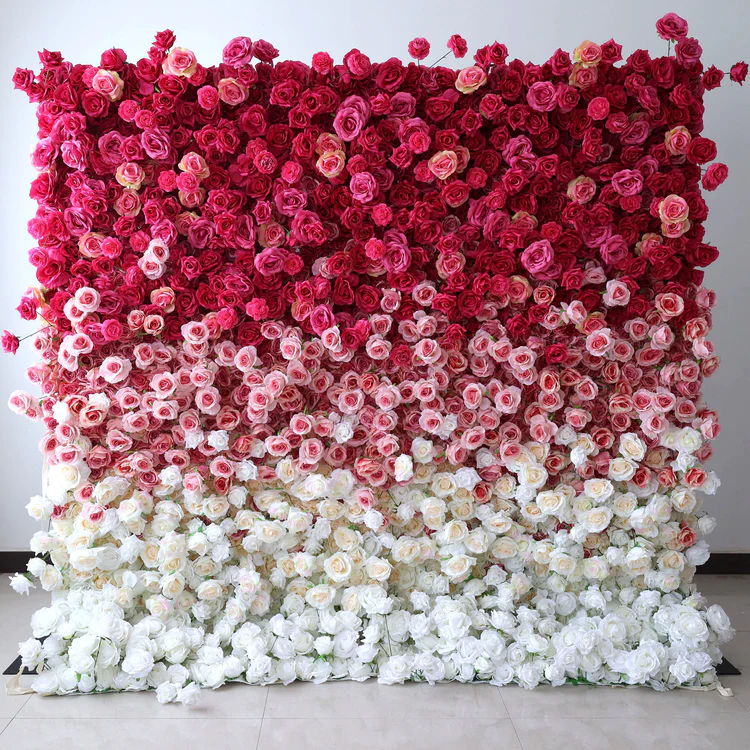 🌸Muro de flores de tela enrollable hecho a mano (con soporte)