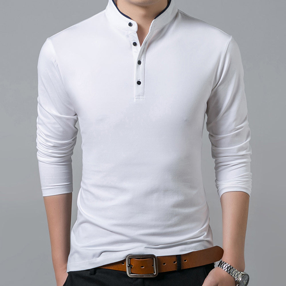 Castillotigo™ Camiseta de manga larga con solapa Business Premium para hombre