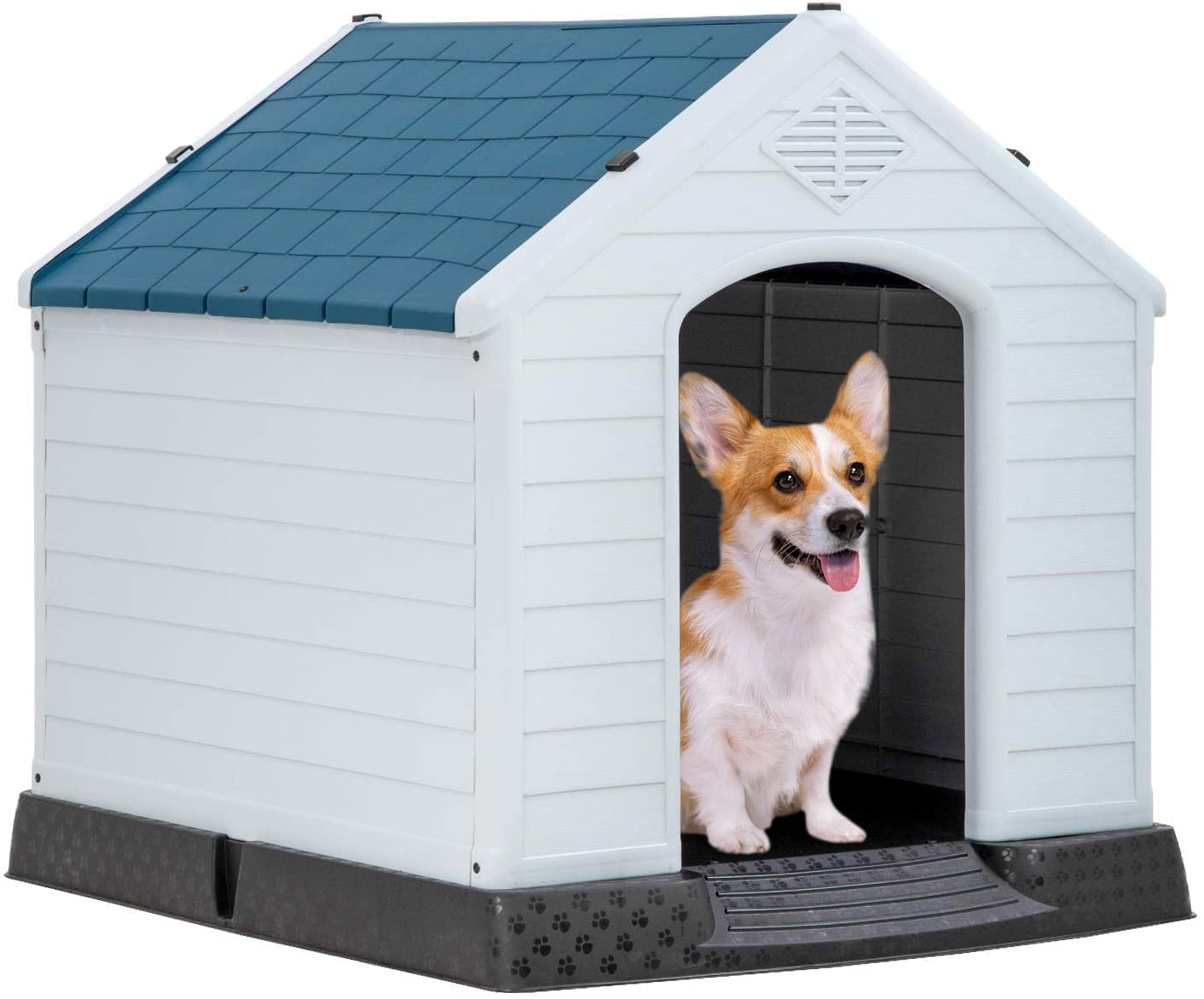 Large Dog House with Air Vents and Elevated Floor Outdoor Discount Store
