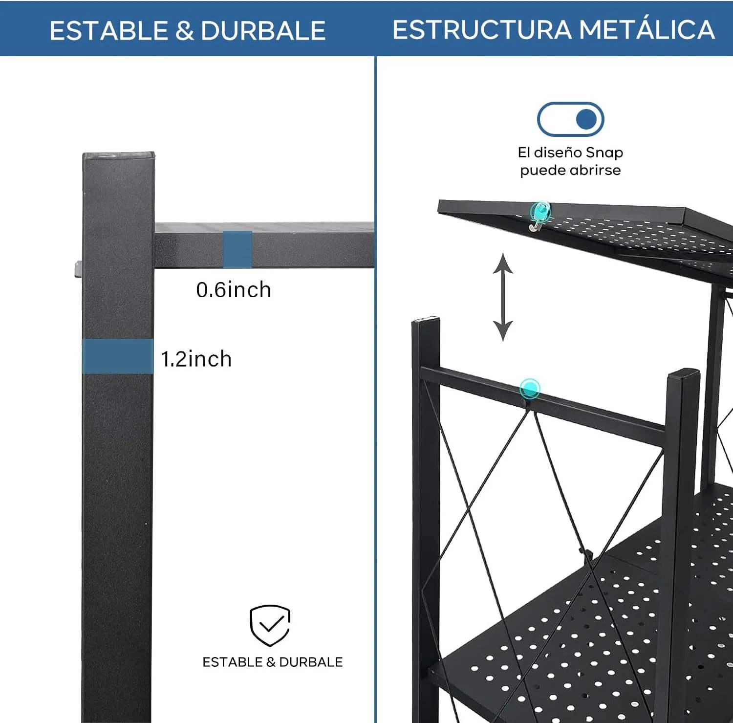 ESTANTE MULTIUSO PLEGABLE DE 4 NIVELES（Cocina, dormitorio, estudio, sala de estar.）