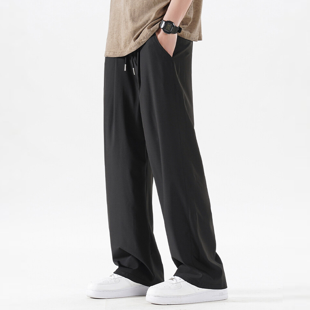 Higolot™ Ice silk pants men's summer breathable sports leisure loose trend Hong Kong style