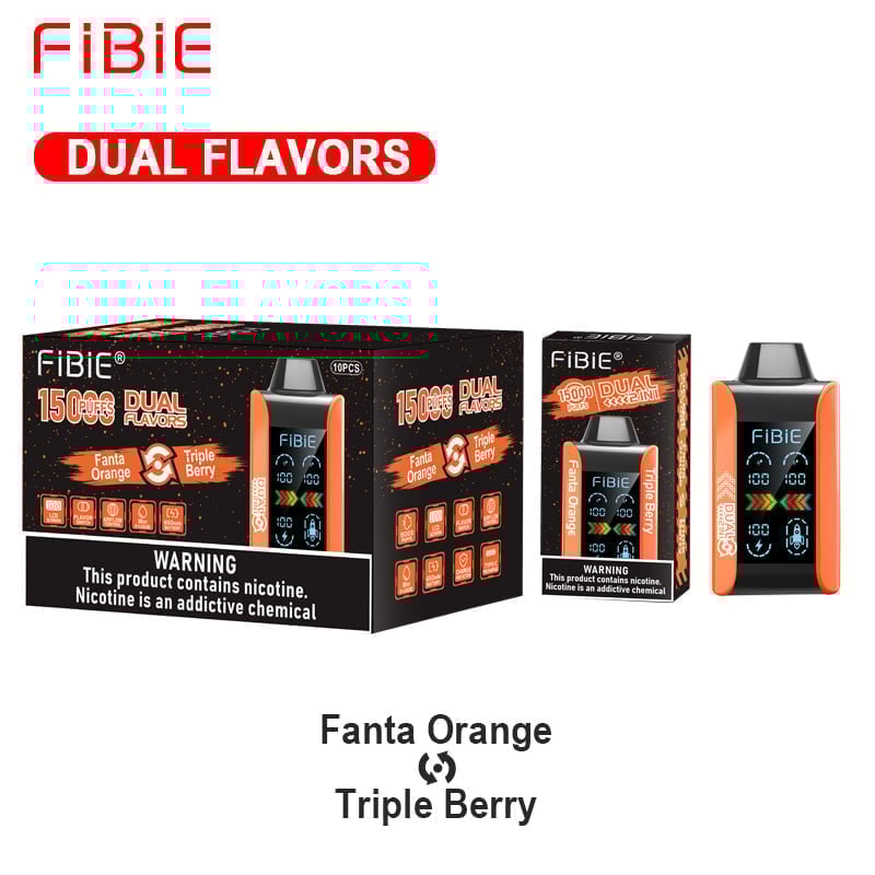 FIBIE 15000 Dual Flavors Disposable Vapor Wands(15000 PUFFS) - Digital LCD Indicator