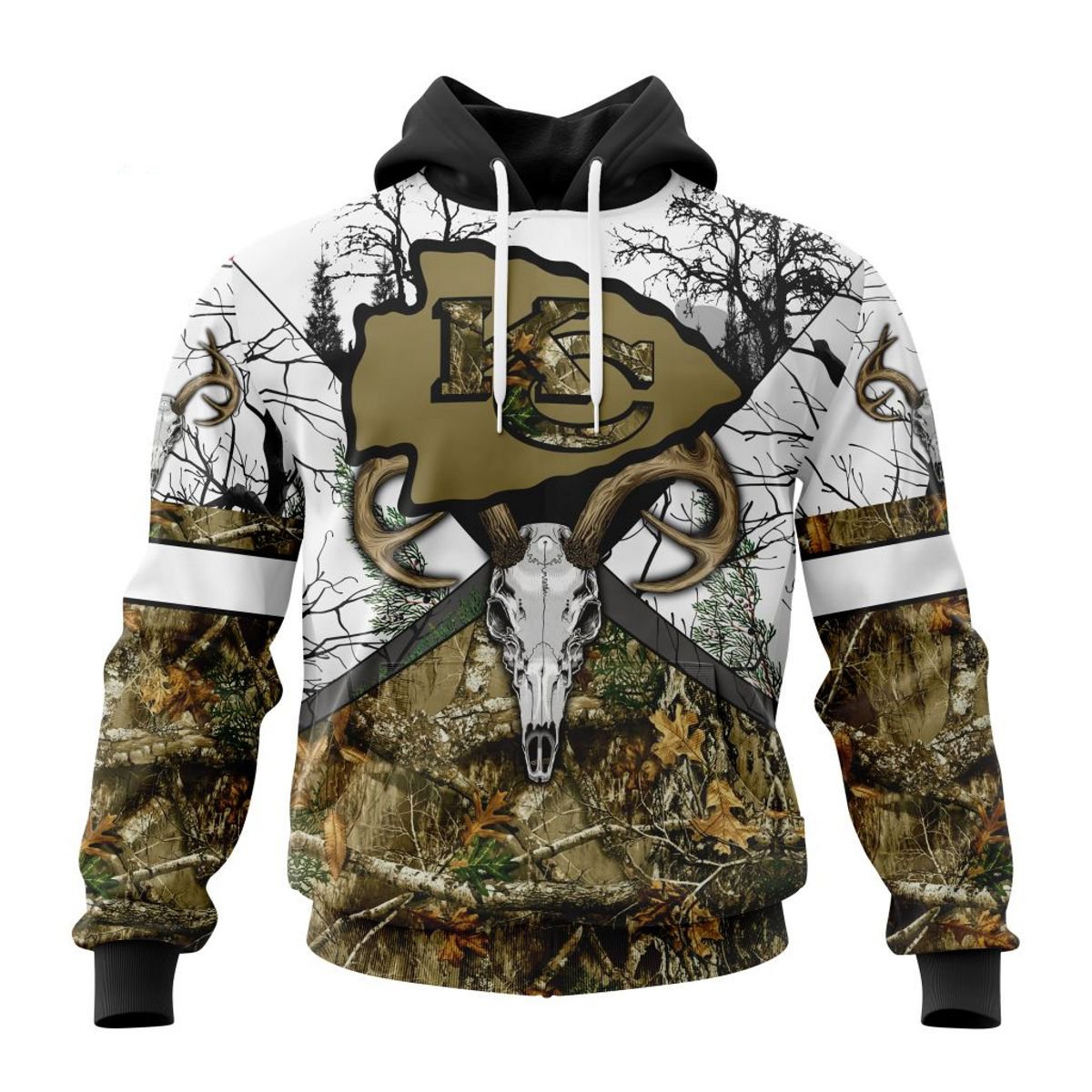 KANSAS CITY CHIEFS DEER SKULL AND FOREST 3D HOODIE