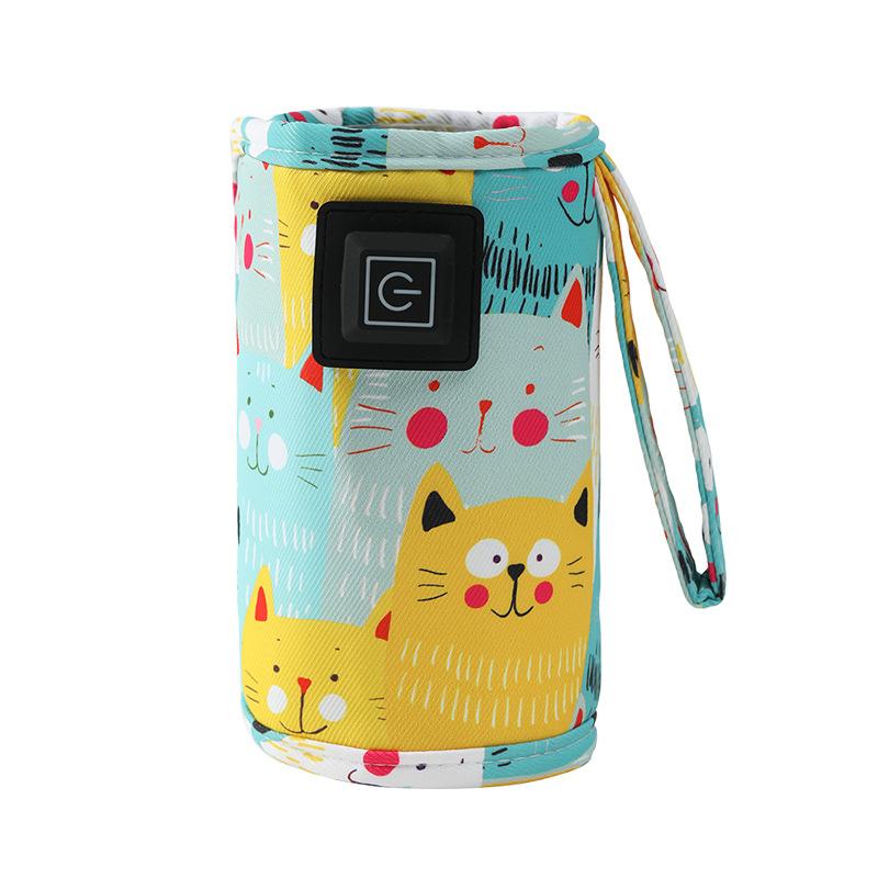 Portable Heated Bottle Warmer for Babies - Fast, Safe & Adorable Cat Print | Must-Have for Parents!