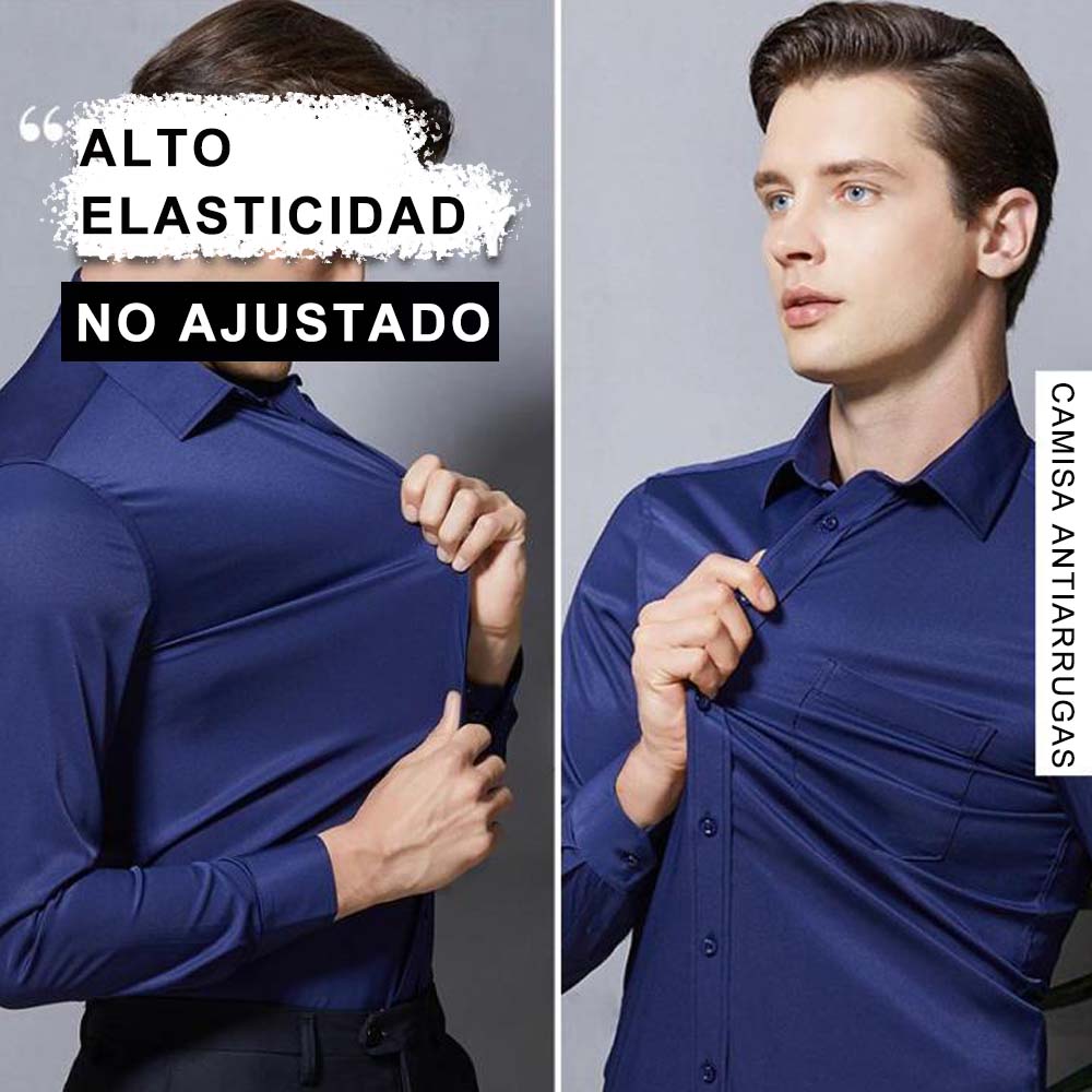 Castillotigo™ Camisa elástica de color liso para hombre