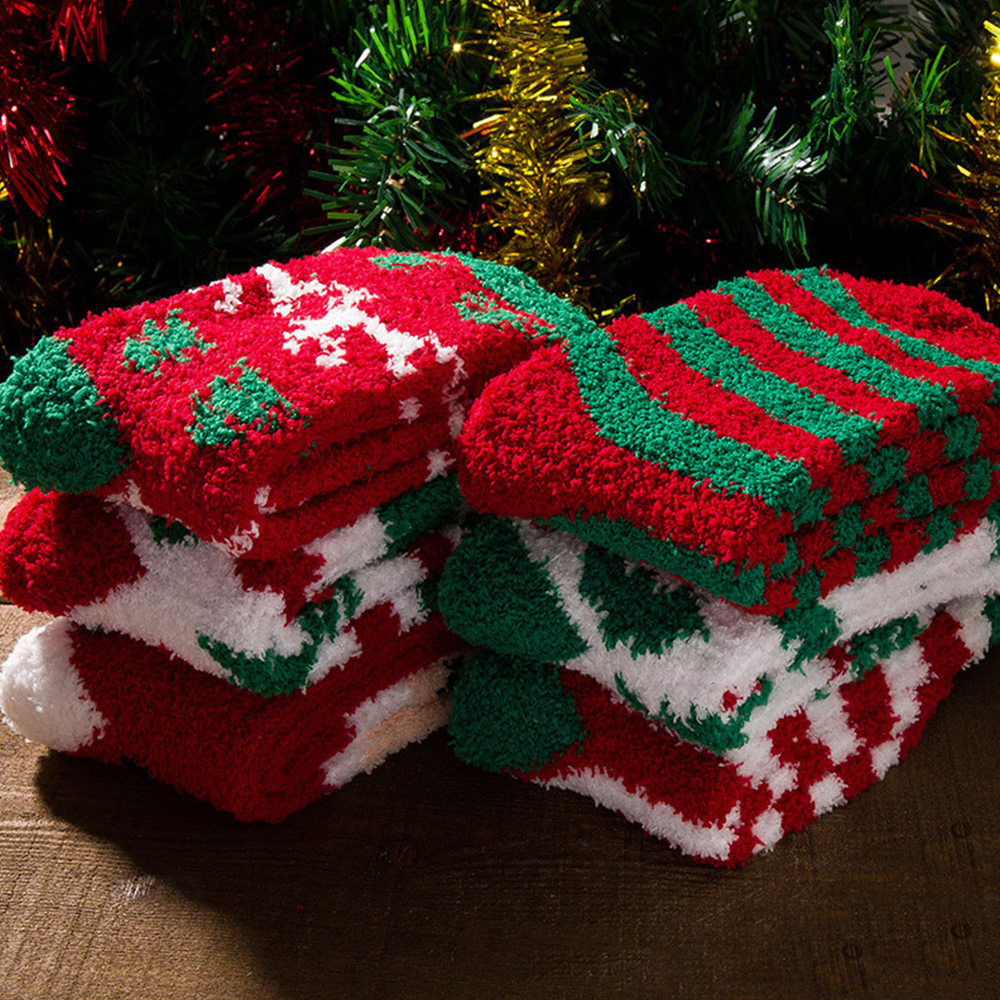 Castillotigo™ Calcetines de felpa navideños para el suelo