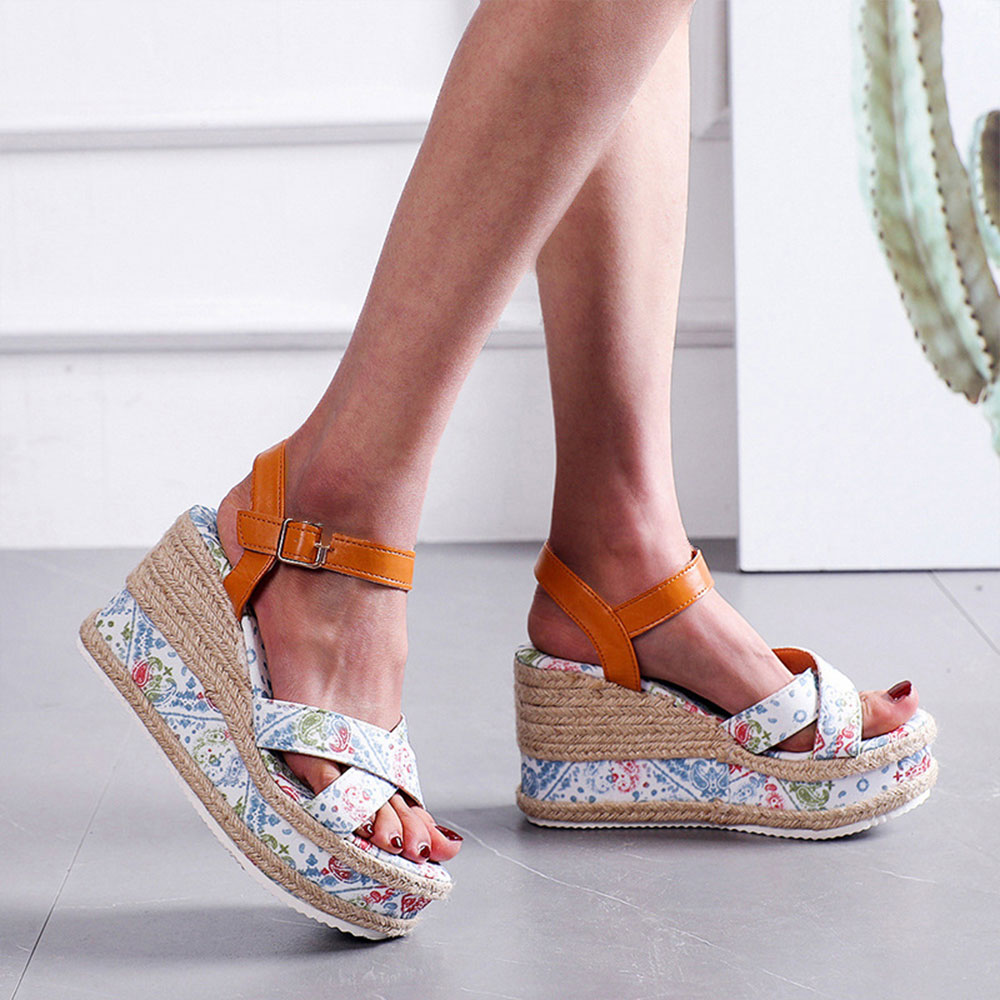 Castillotigo™ Sandalias con plataforma de boca de pez floral