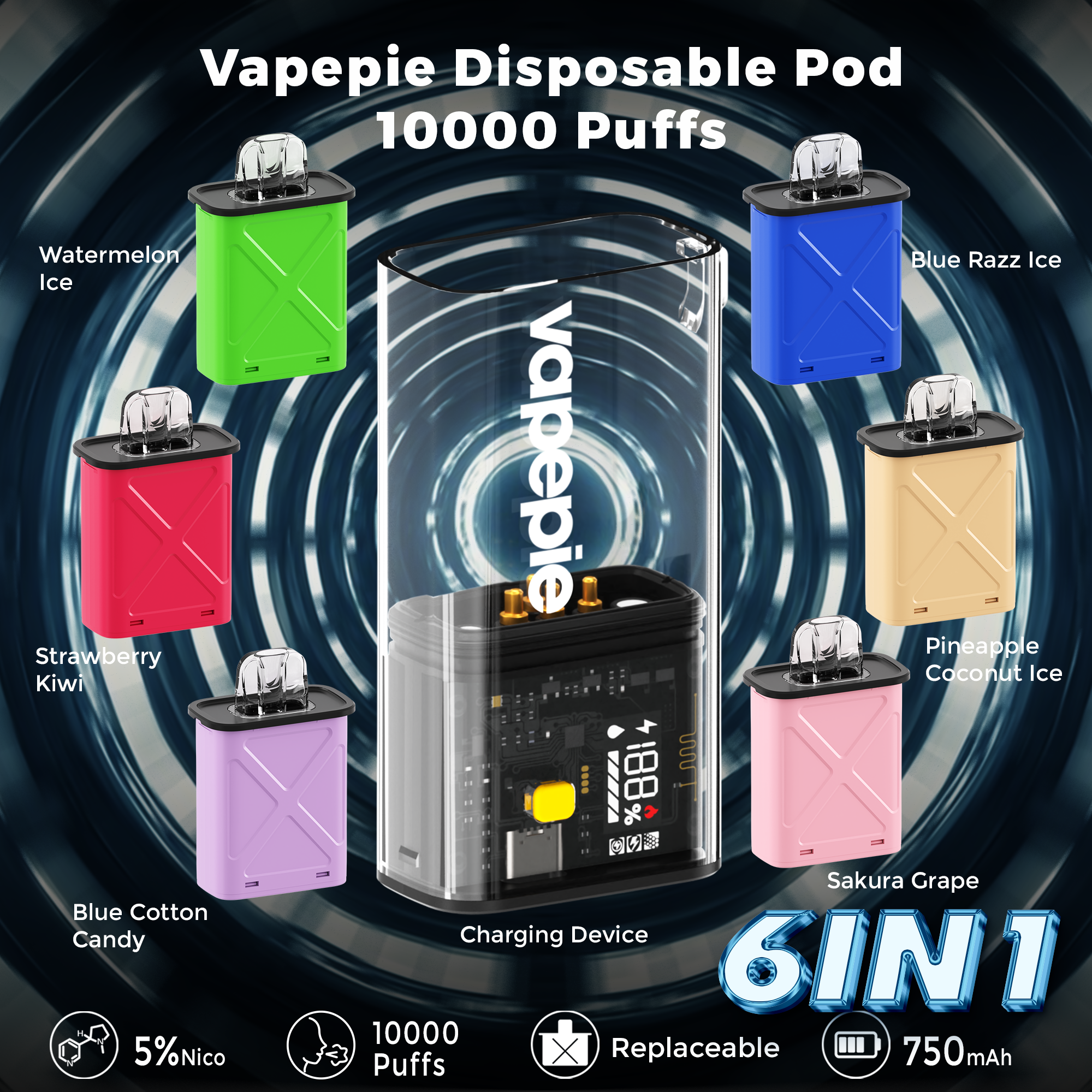 Vapepie Disposable Pod Kit 10000 Puffs + Charging Device