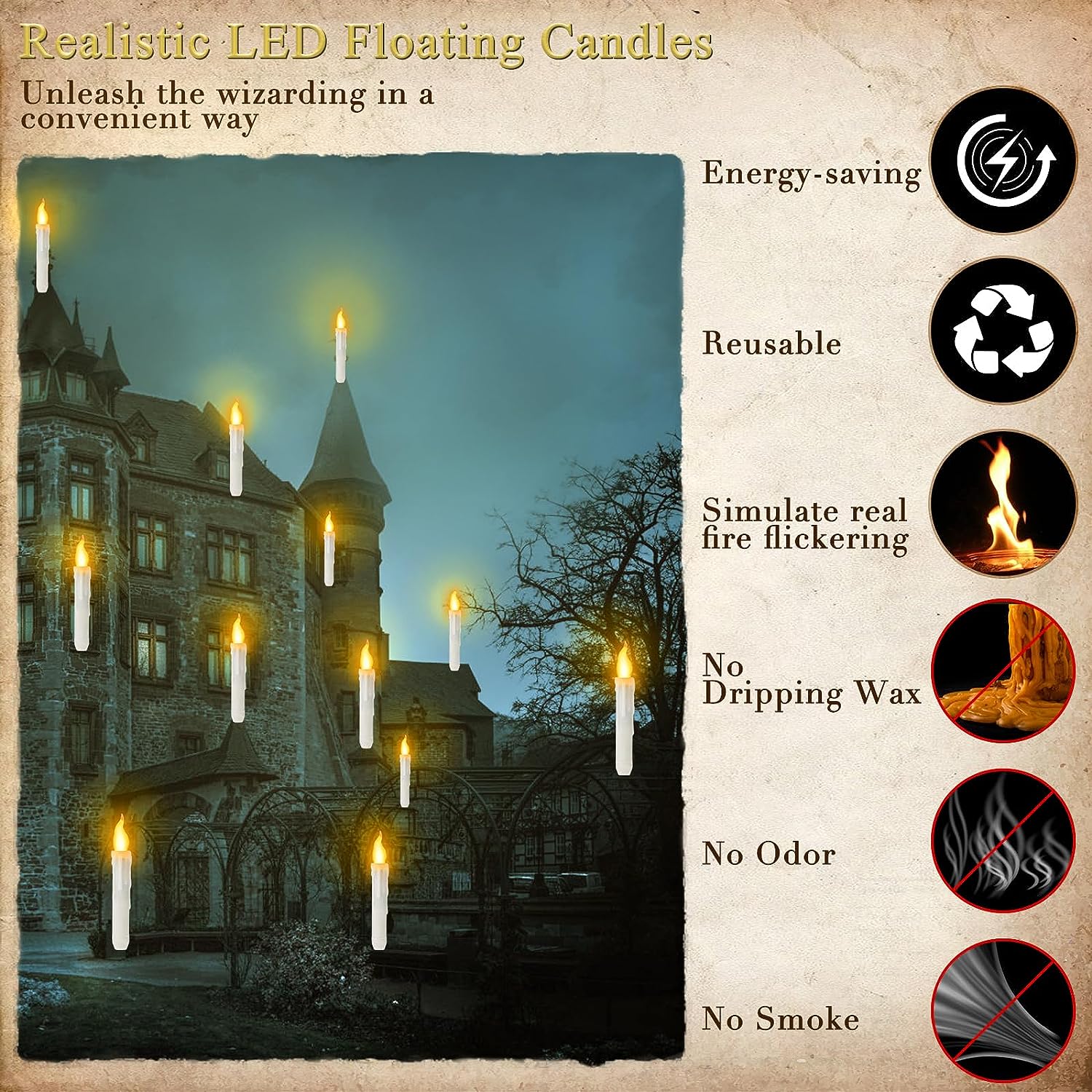Enchanted Floating Candles with Wizard Wand Remote Butiq